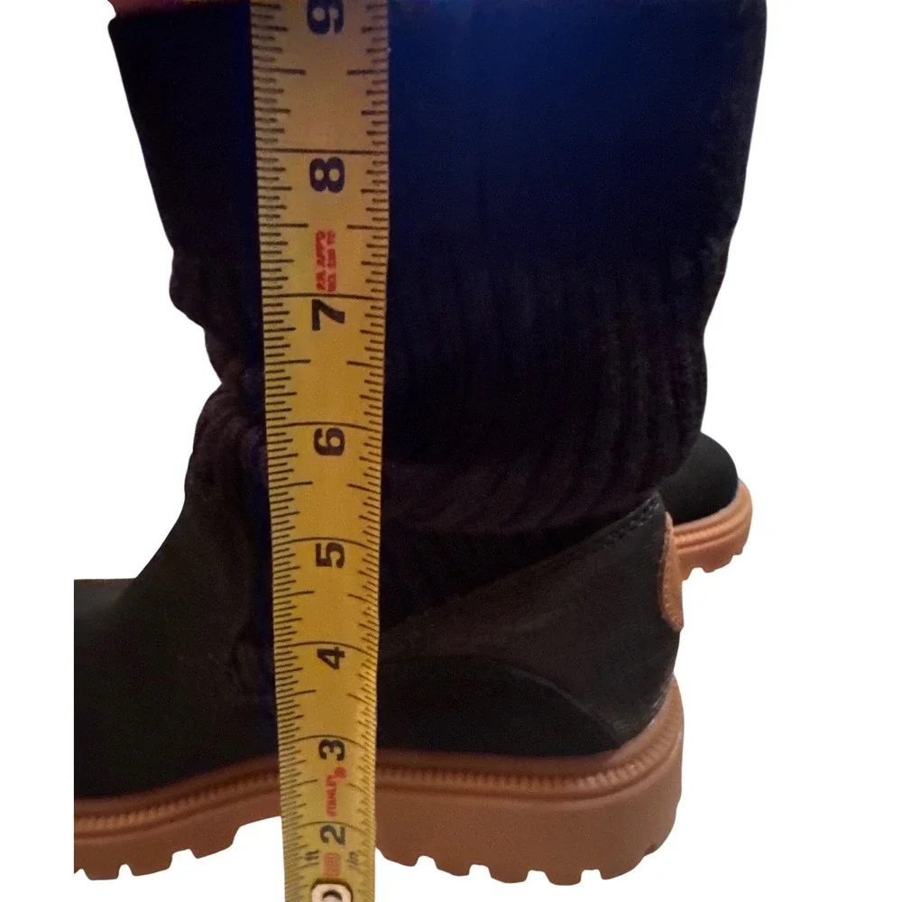 Mykos Maria Suede Knit Slouch Ankle Boots Black Lug Sole OrthoLite Women's 7